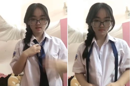 Nữ sinh kính cận bú mút